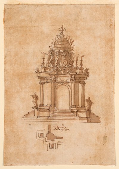 Tekening, Catafalk, ca. 1631 door Unknown artistUnknown artist