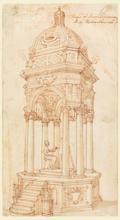 Tekening, Catafalk van de Bolgonse kunstenares Elisabetta Sirani (1638-1665), 1665 door Unknown artistUnknown artist