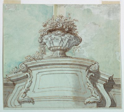Tekening, Centraal paneel voor een plafond, 1750-1800 door Unknown artistUnknown artist