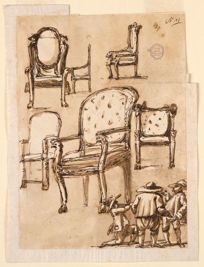 Tekening, Stoelen, 1780-1790 door Unknown artistUnknown artist