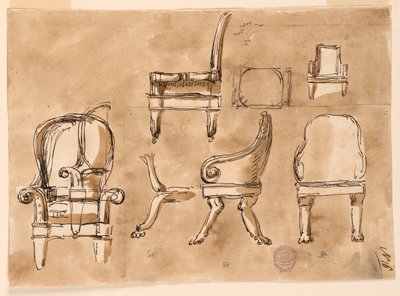 Tekening, stoelen, 1780-90 door Unknown artistUnknown artist