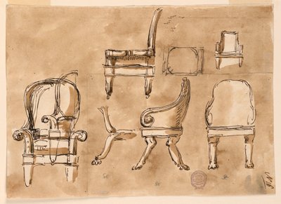 Tekening, Stoelen, ca. 1800 door Unknown artistUnknown artist