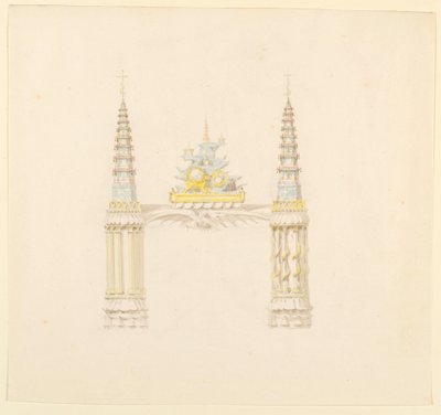 Tekening, Schoorsteenstuk, westelijke muur van de muziekkamer, ca. 1820 door Unknown artistUnknown artist