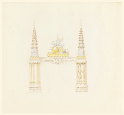 Tekening, Schoorsteenstuk, westelijke muur van de muziekkamer, ca. 1820 door Unknown artistUnknown artist
