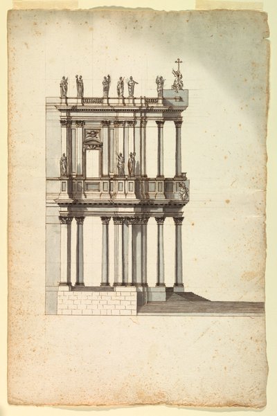 Tekening, Kopie van Wedstrijdontwerp door Vanvitelli voor de façade van S. Giovanni in Laterano, 1763, naar een tekening van 1732 door Unknown artistUnknown artist