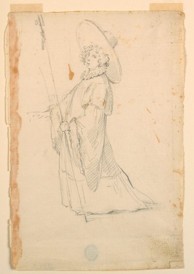 Tekening, Kostuumontwerp: Een meisje in fantastische kleding voor een ballet, ca. 1720 door Unknown artistUnknown artist