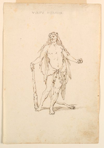 Tekening, Kostuumontwerp: Heldenkracht voor een ballet, ca. 1720 door Unknown artistUnknown artist