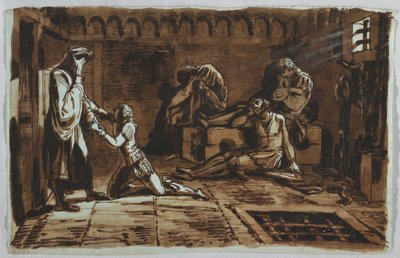 Tekening, Dood van graaf Ugolino en zijn zonen, 1815-1823 door Unknown artistUnknown artist