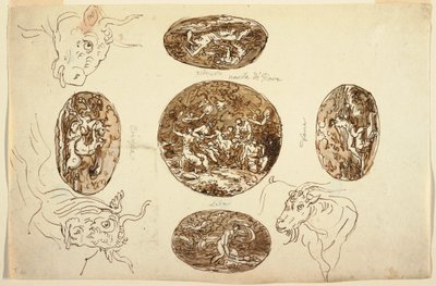 Tekening, Akten van Jupiter, voor een plafond, 1812 door Unknown artistUnknown artist