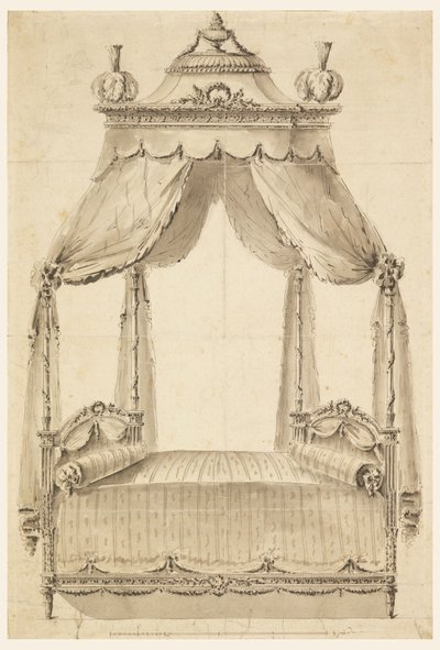 Tekening, Ontwerp voor een bed, ca. 1785 door Unknown artistUnknown artist