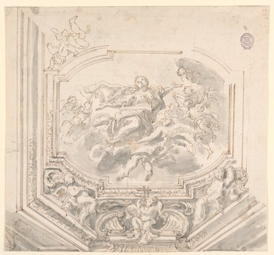 Tekening, ontwerp voor een plafond, 18e eeuw door Unknown artistUnknown artist
