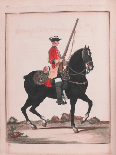 4e Regiment Dragonders (gravure) door Unknown artist