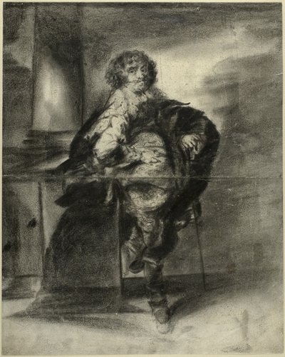 Een man in 17e eeuws kostuum door Unknown artist