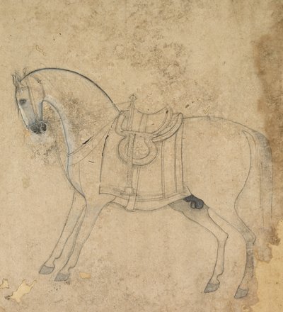 Een gezadeld paard door Unknown artist