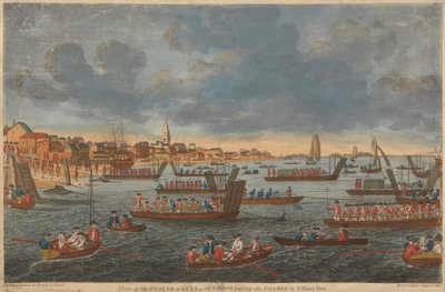 Een Uitzicht op Gravesend in Kent, met Troepen die de Theems Oversteken naar Tilbury Fort door Unknown artist