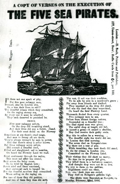 Een kopie van verzen over de executie van de vijf zeerovers, ca.1864 door Unknown artist