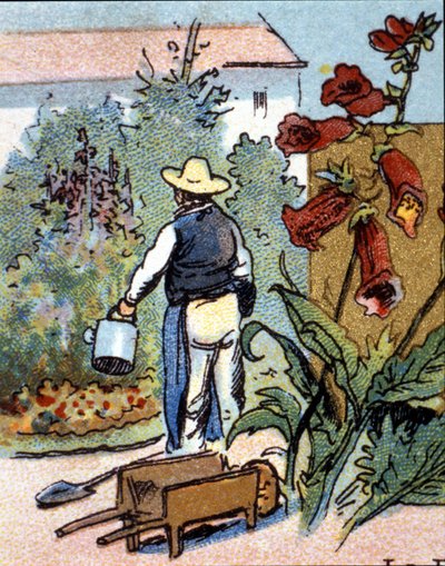 Een tuinman, chromolithografie door Unknown artist