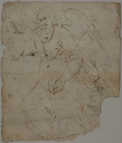 Annunciate Angel (recto); Schetsen van zittende figuur, en bovenste gedeelte en rechterhand van Annunciate Angel (verso) door Unknown artist