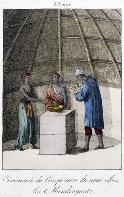 Doop in de Mandingues (Mali?) in Afrika - gravure door Unknown artist