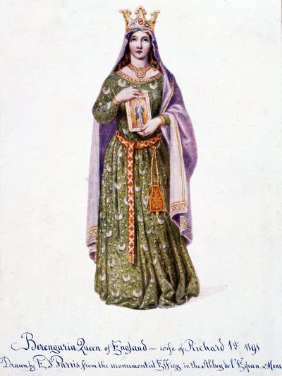 Berengaria van Navarra, vrouw van Richard I van Engeland - Berangere van Navarra - Berengere, koningin van Engeland, vrouw van Richard I 1191 door Unknown artist