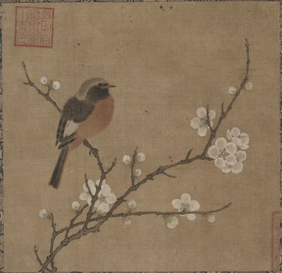 Vogel op een bloeiende tak door Unknown artist