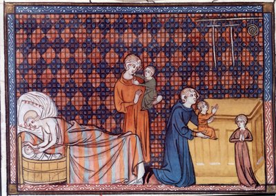 Geboorte en opvoeding van de koning van Frankrijk Lodewijk IX of Sint Lodewijk (1214-1270) door Unknown artist