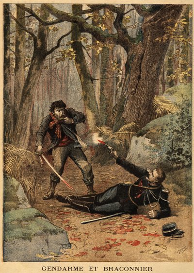 Bloedige strijd tussen een stroper en een politieagent in de buurt van Bezier door Unknown artist