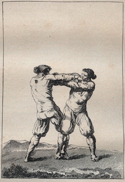 Bretonse worstelaars gravure in 