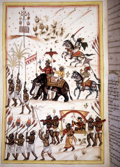 Bruidsstoet van echtgenoten uit de hogere sociale klasse - Pagina uit het manuscript 