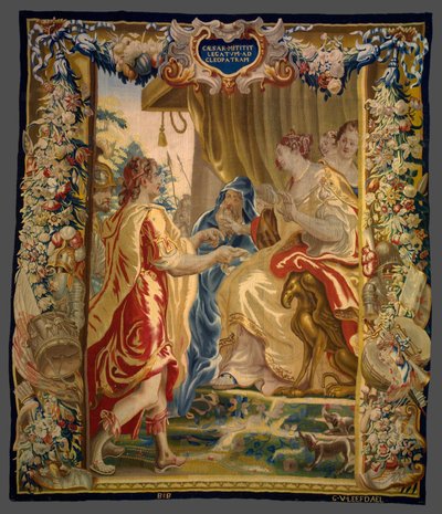 Caesar stuurt een boodschapper naar Cleopatra uit Het verhaal van Caesar en Cleopatra door Unknown artist