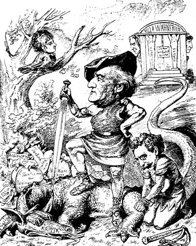 Karikatuur van Richard Wagner door Unknown artist