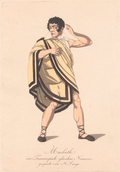 Personages uit een Duitse productie van Macbeth (een van zes etsen) door Unknown artist