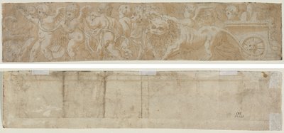 Wagen Getrokken door Leeuwen met Amorini (recto) door Unknown artist