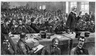 Charles Julius Guiteau (1841-1882), moordenaar van de Amerikaanse president James Abram Garfield (1831-1881), tijdens het proces in 1881, Verenigde Staten door Unknown artist