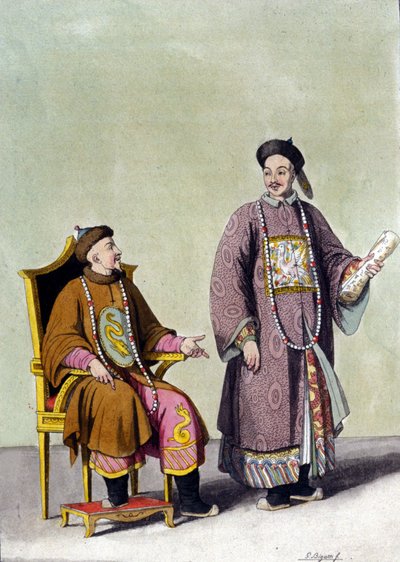 Chinese tartaarse keizer met zijn mandarijn - in 