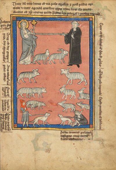 Christus en een monnik en twee herders door Unknown artist