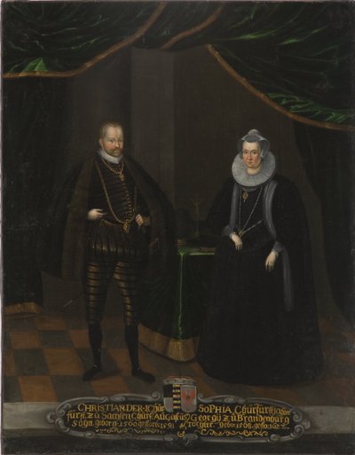 Portret van keurvorst Christiaan I (1568-1622) van Saksen en Sophie van Brandenburg (1568-1622) door Unknown artist