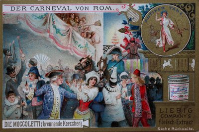 Verzamelaarsplaatjeserie Het Carnaval van Rome, de Moccoletti, brandende kaarsen door Unknown artist