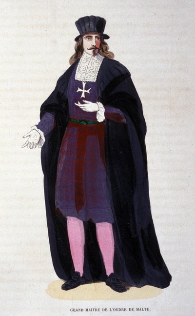 Kostuum van de Grootmeester van de Orde van Malta. Gravure uit het begin van de 19e eeuw door Unknown artist