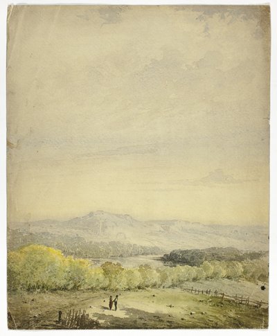 Koppel hand in hand in een veld door Unknown artist