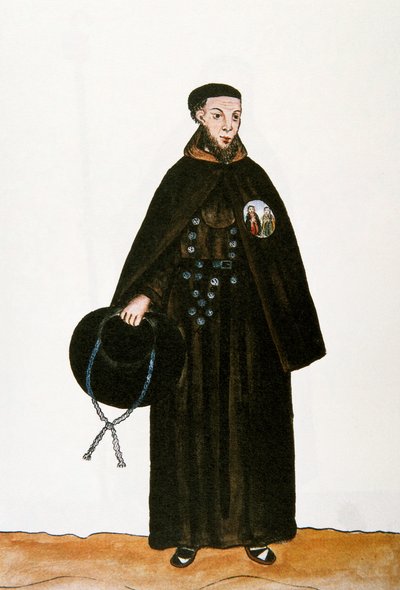 Dagelijks leven en gewoonten van Peru: voorstelling van een monnik van de Franciscaner orde. door Unknown artist