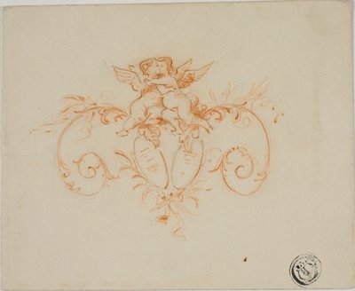 Decoratieve rollen met twee amoretti door Unknown artist