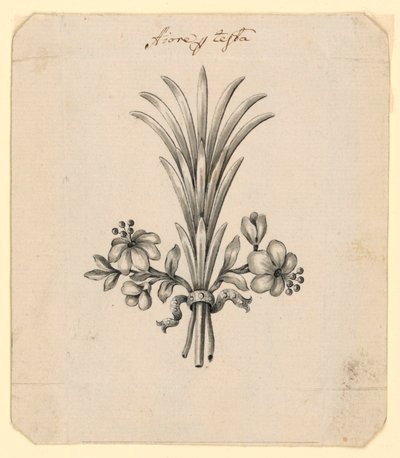 Ontwerp voor bloemen als haardracht door Unknown artist