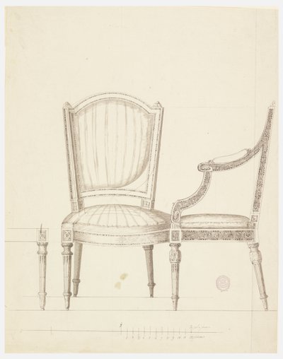 Ontwerp voor Twee Stoelen met Alternatieve Suggesties door Unknown artist