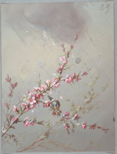 Ontwerp voor behang en textiel: bloemen en vogels door Unknown artist