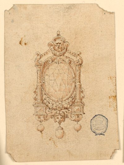 Ontwerp voor een Broche met Ovale Diamant door Unknown artist