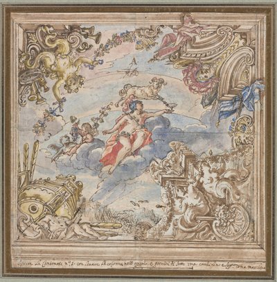 Ontwerp voor een Plafond: Mars en Aries door Unknown artist
