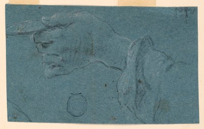 Tekening: Studie van een linkerhand die een kleine schijf vasthoudt door Unknown artist