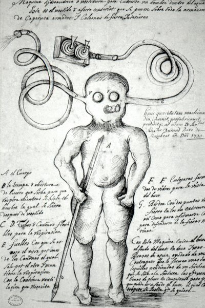 Tekening van een man in een pak. Peru door Unknown artist