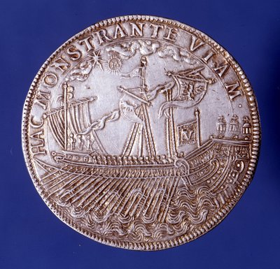 Ducat van Vincenzo Gonzaga (Vincent Gonzague) (1562 - 1612), hertog van Mantua die een galei voorstelt. door Unknown artist